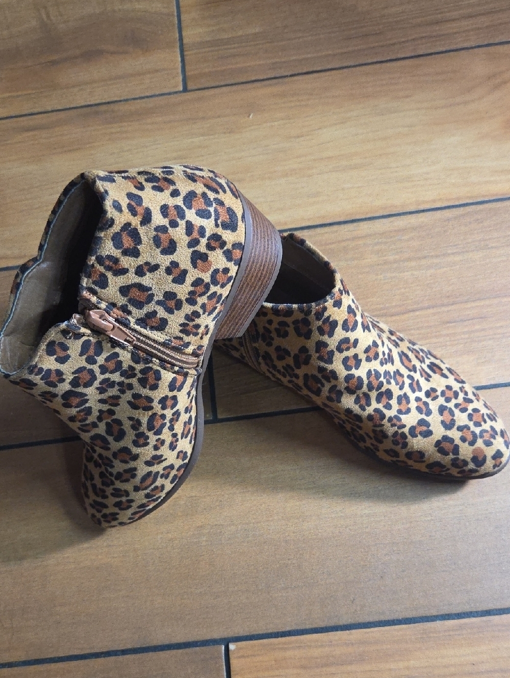 Refresh Leopard Print Ankle Booties in Tan and Black